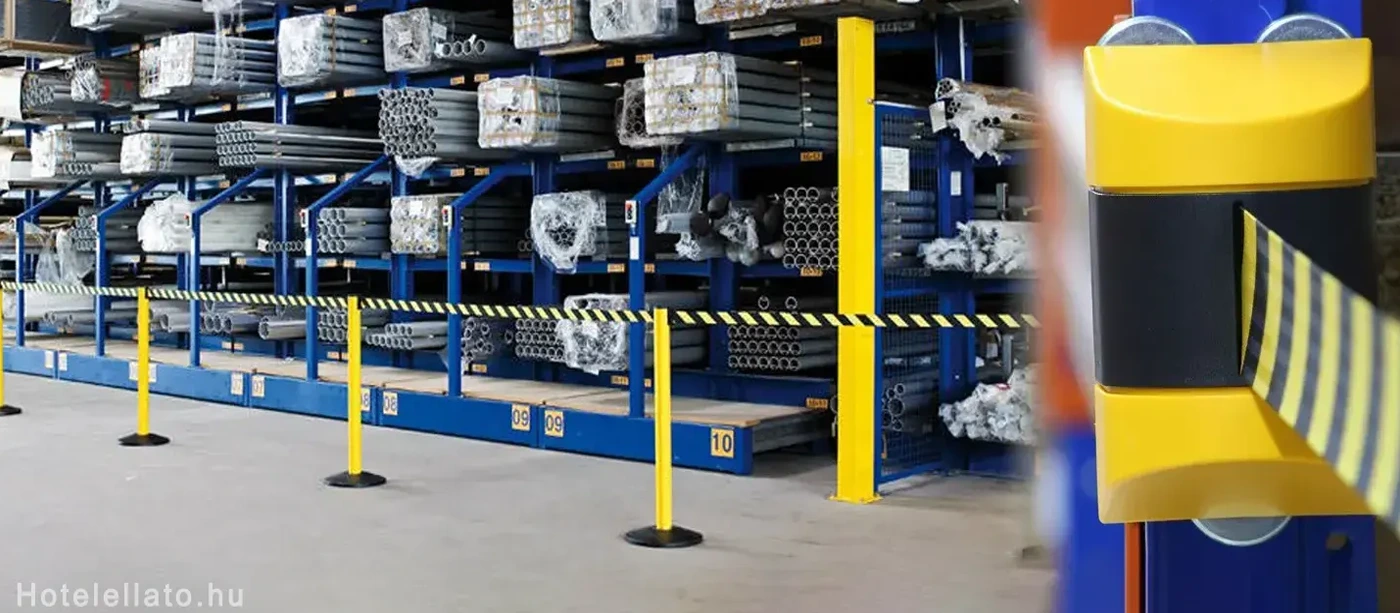 Szallagos kordon oszlop raktárakban