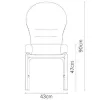   Burgess furniture, L: 43cm, Width: 63,5cm, H: 90cm, Weight: 6,8kg. Sitting area: 47cm (21/4)