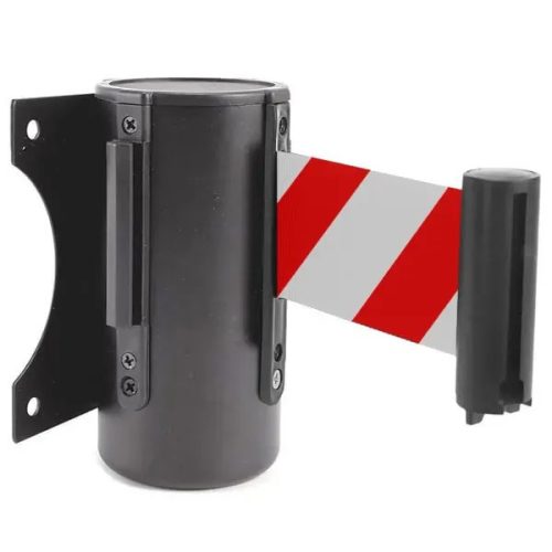 Wall-mounted holder, metal, with Red-White tape, 5m
