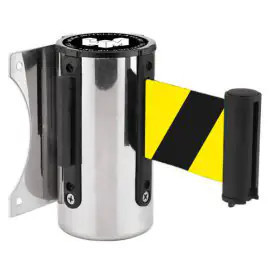 Wall-mounted holder, metal, with Yellow-Black tape, 5m