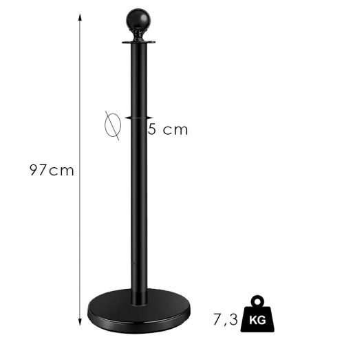 Köteles kordonoszlop fekete, 7,5kg (KOB)