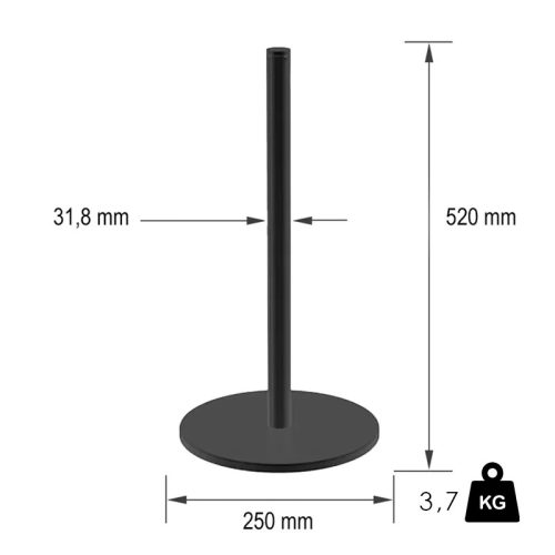 Múzeumi köteles kordonoszlop fekete, 3,7kg (MOB)