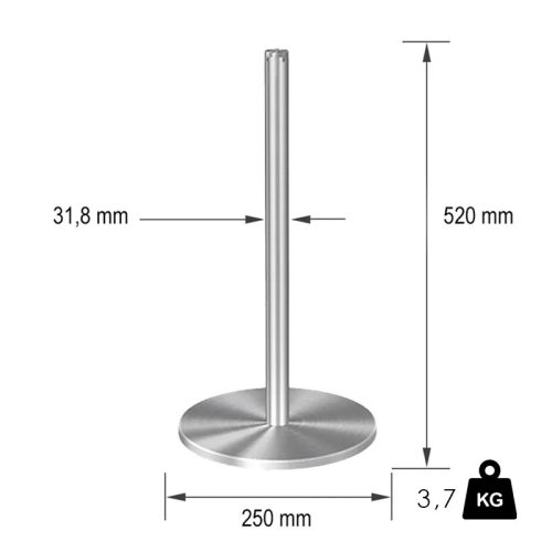 Múzeumi köteles kordonoszlop króm színű, 3,7kg (MOK)