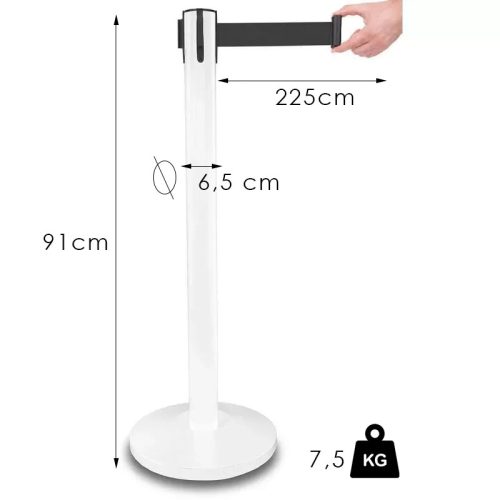 White retractable barrier