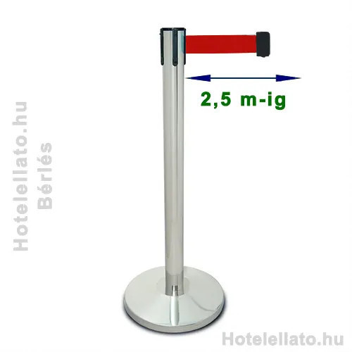 Kicsi króm bérelhető kordonoszlop, 2,5m (NOKSZK2400P)