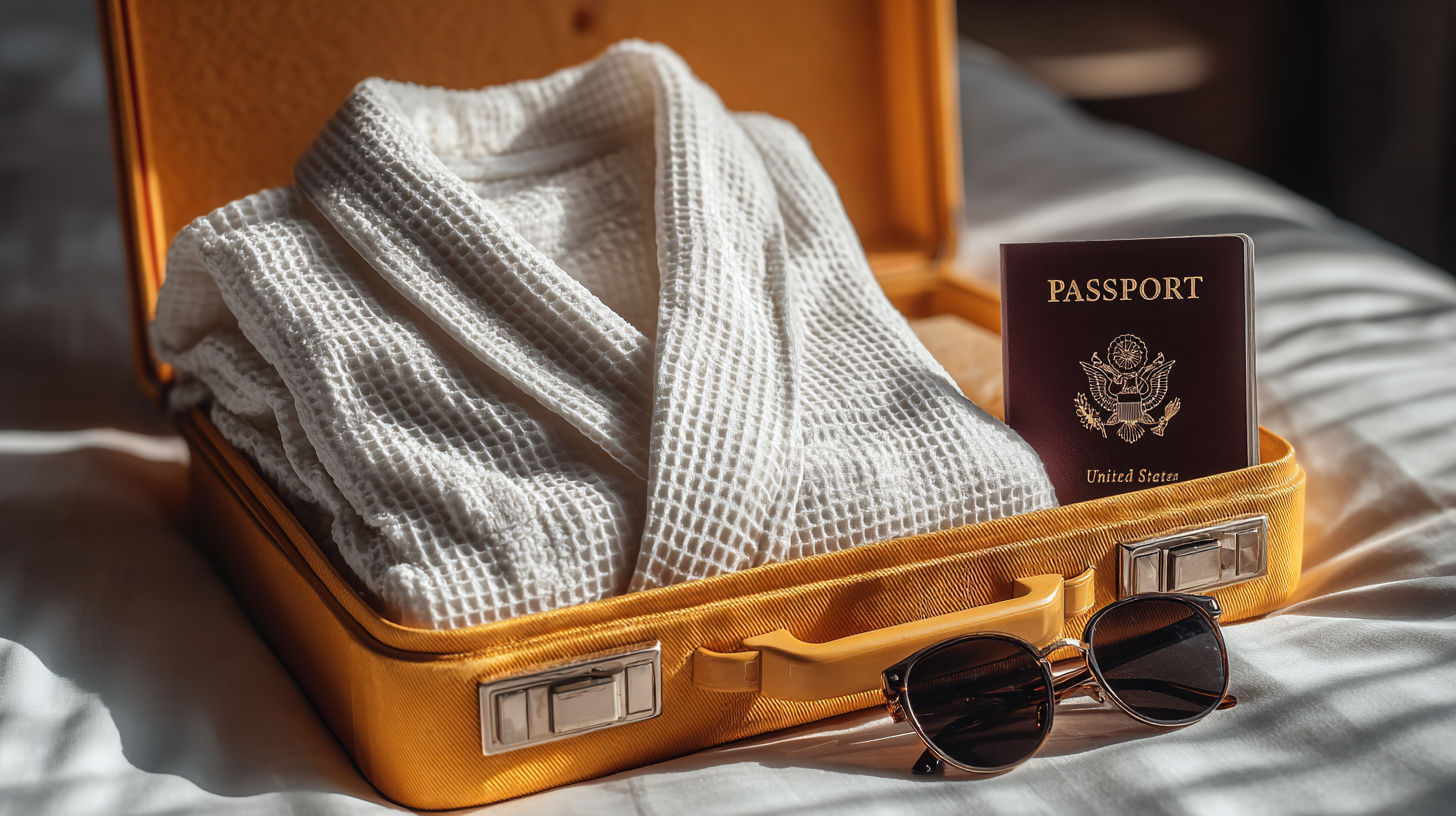 Waffle köntös helytakarékos tárolása – apartmanokba és hotelekbe